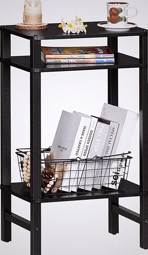 28In Tall Side Table 3-Tier Small Narrow End Table for Couch, Skinny Nightstand