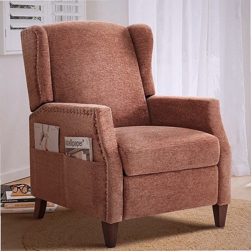 Fabric Armchair Accent Recliner Arm Chair Lazy Nursery Recliners Chairs Coral
