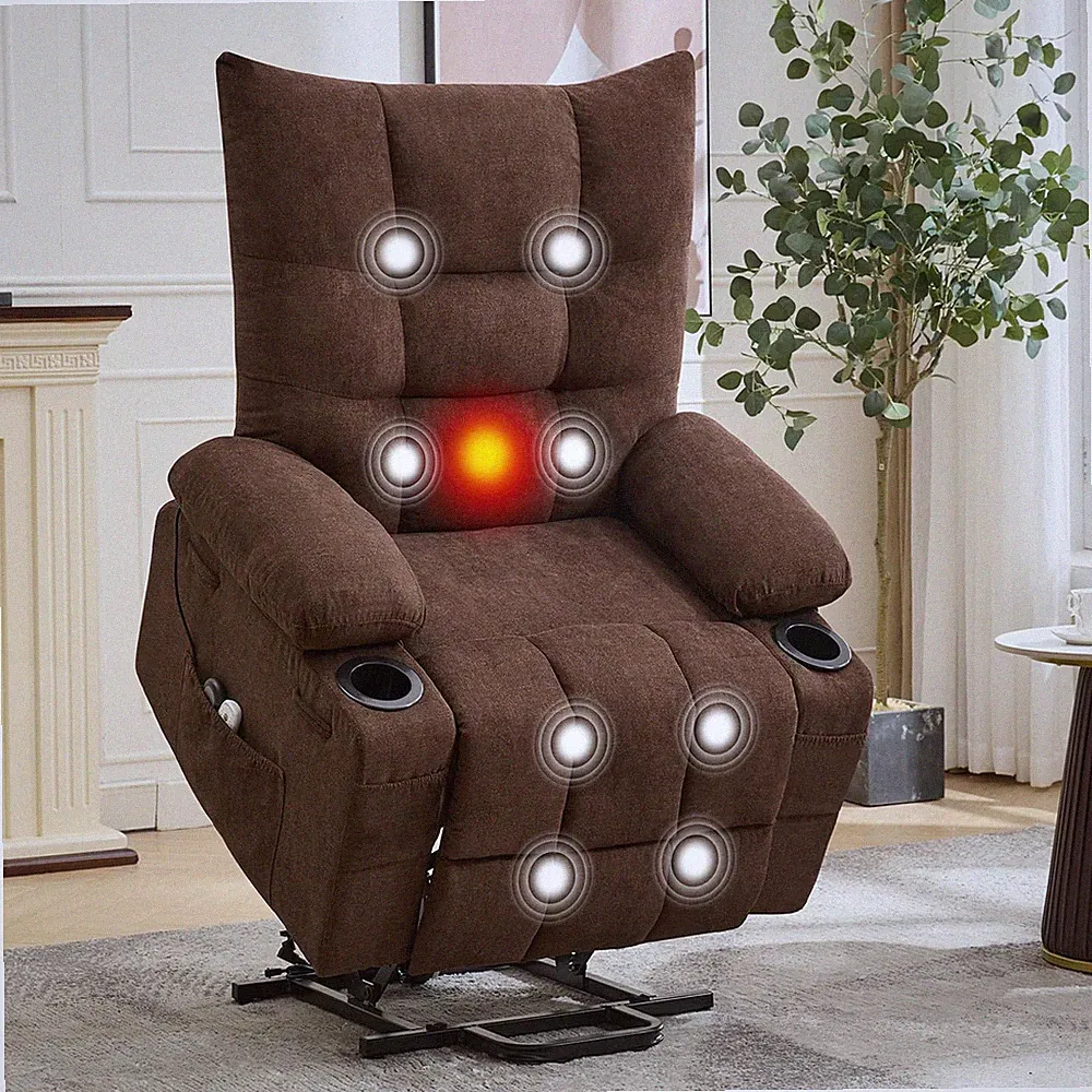 Power Lift Recliner Chair with Massage & Heat for Elderly Oversized Rocker Sofa