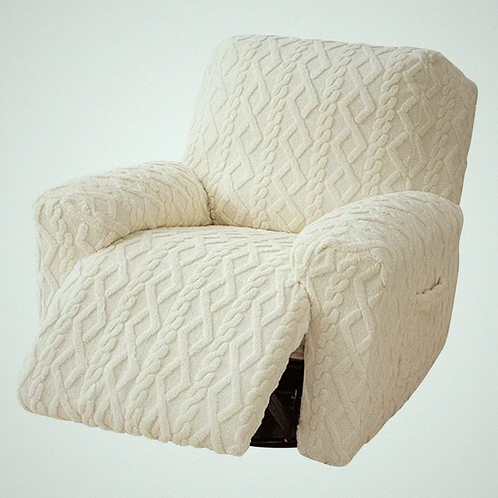 Recliner Chair Covers 4-Pieces, Soft Stretchable Slipcovers with Elastic Stra...