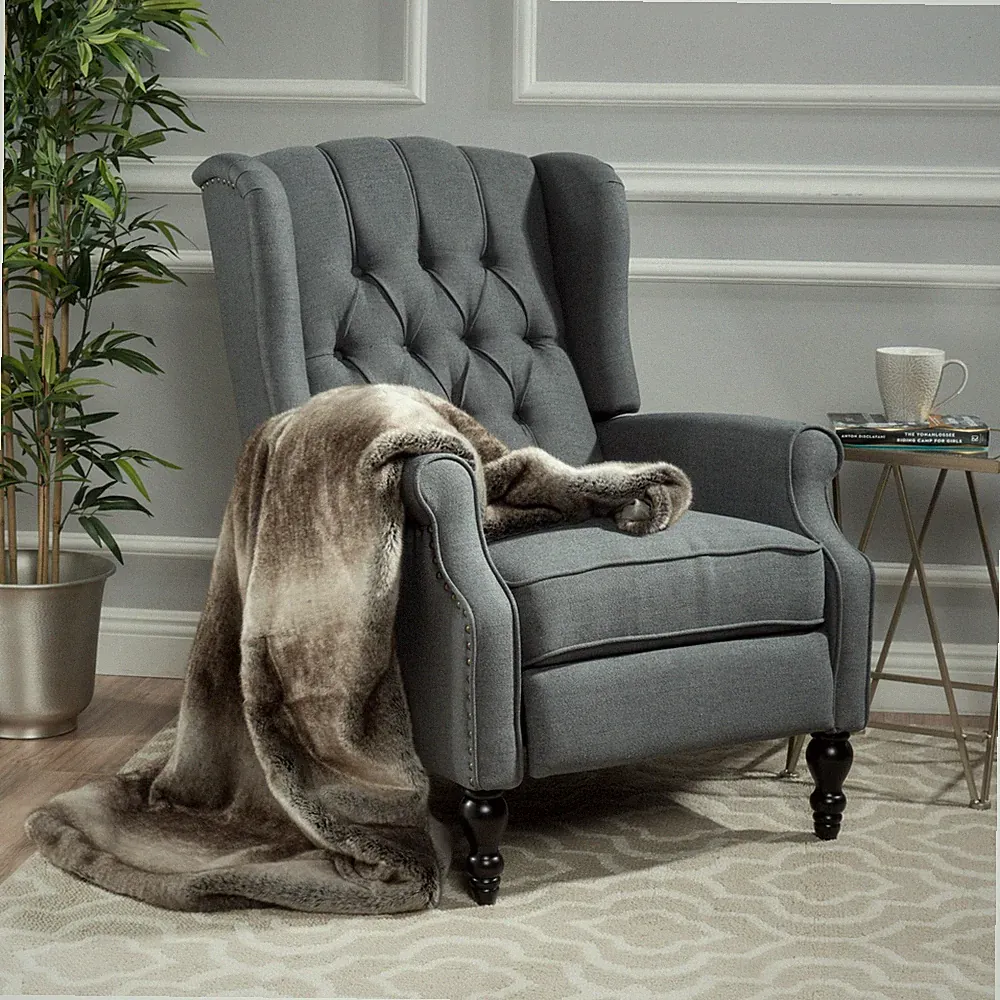 Tufted Wingback Recliner Chair with Nailhead Trim
