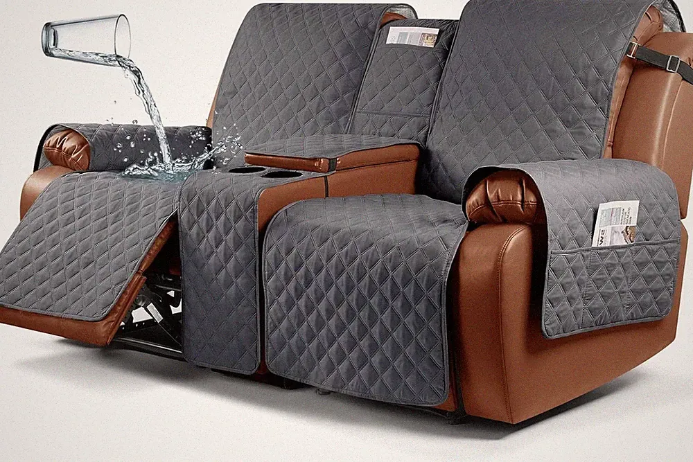 Waterproof Recliner Loveseat Cover with Console, Non-Slip Couch Cover Pet Cover
